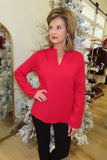 APNY V Neck Long Sleeve Sweater Red