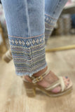 Charlie B Embroidery Cuff Pant Pale Blue