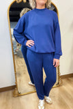 Must Have Crew Neck LS 2 Piece Pant Set Smoky Navy