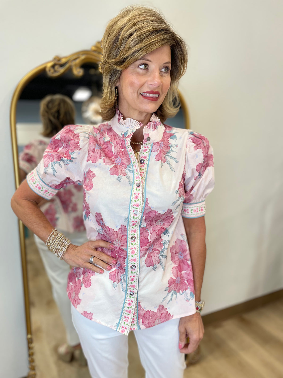 Floral Festival Blouse Pink