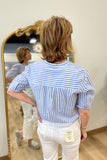 Charlie B Popover Blouse Denim Stripe