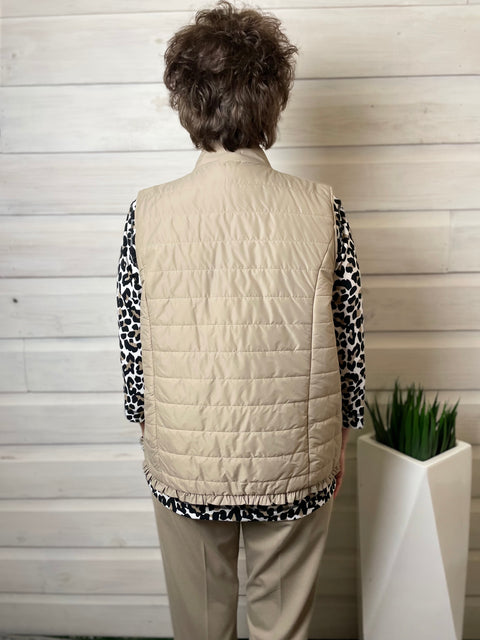 Multiples Quilted Vest Stone