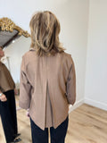 Boho Chic Split Neck Blouse Coffee