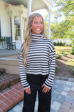 Whirl The Night Cropped Striped Turtle Neck Sweater