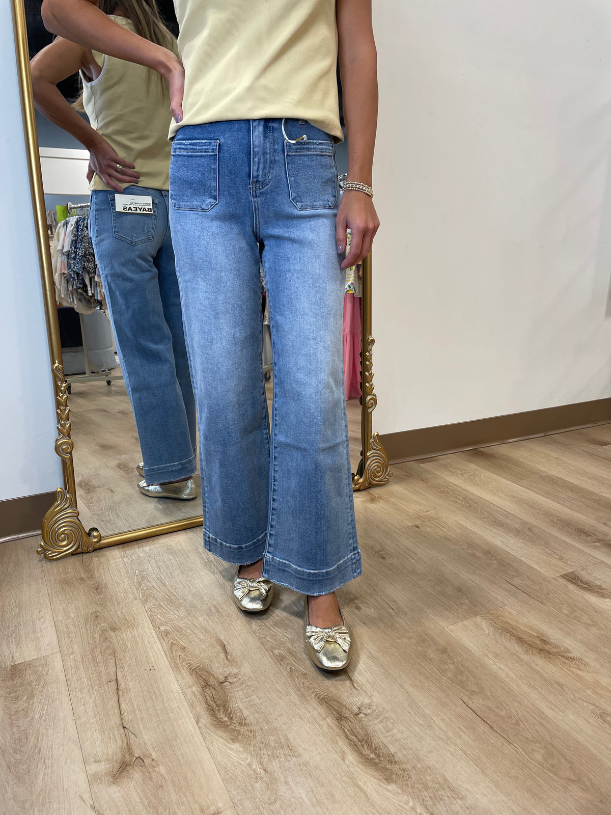 Bayeas High Rise Wide Leg Jeans Medium Blue