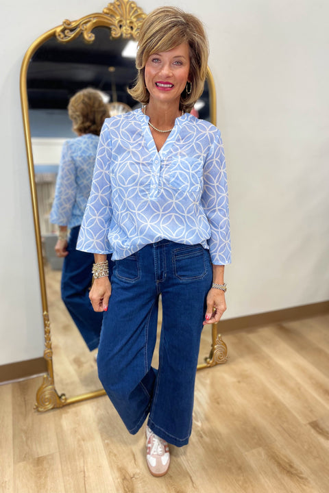 Charlie B Long Sleeve Blouse Bluebell