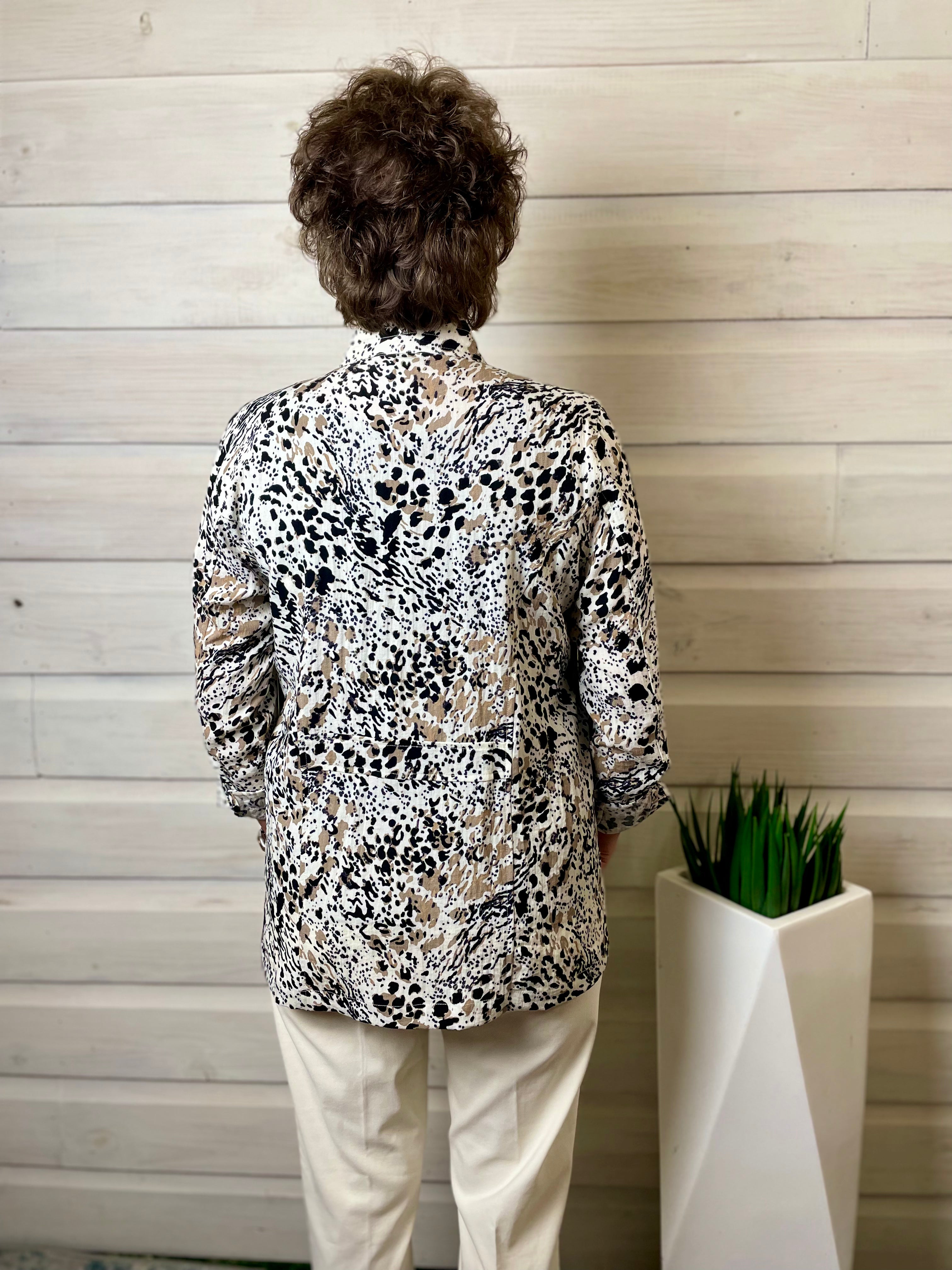 Multiples Zip Jacket Black Print