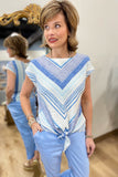 Charlie B Cap Sleeve Front Tie Shirt Coastal