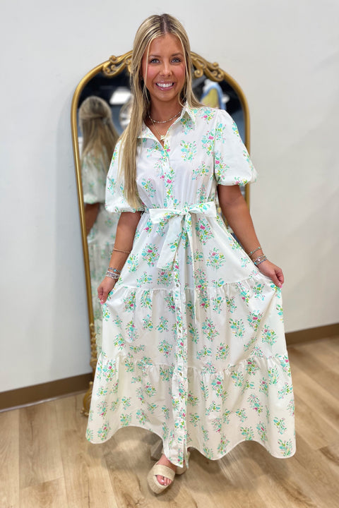 Garden Stroll Poplin Tie Waist Dress