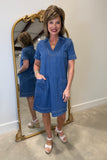 Charlie B Short Sleeve Denim Dress Medium Blue