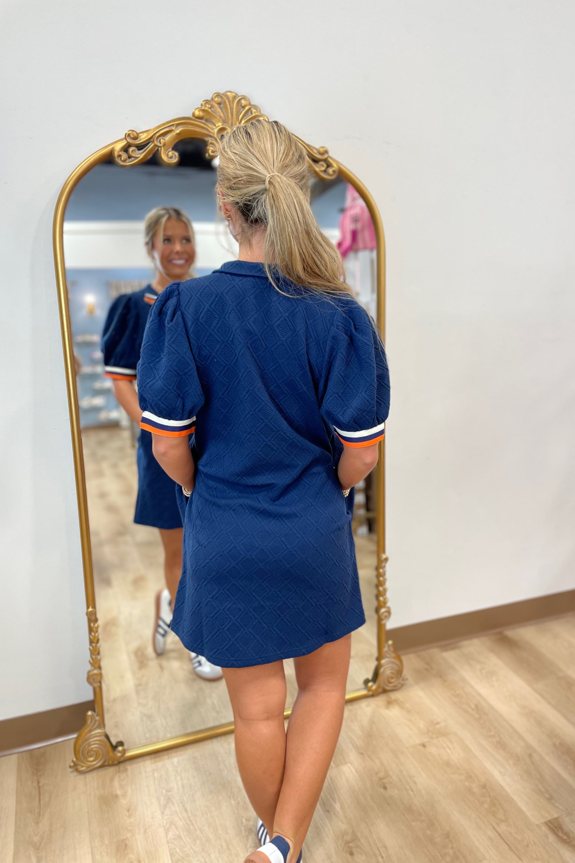 The Effortless Striped Detail Dress Navy