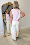 Sweet Gold Button Sweater Vest Pink
