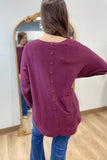 Tempo Paris Front Pocket Sweater Wine