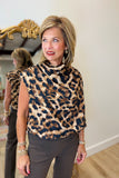 Umgee Mock Neck Bubble Top Leopard