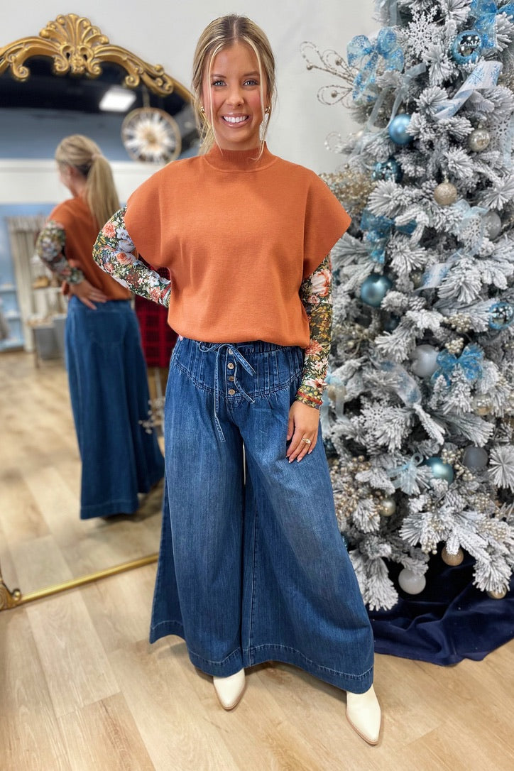 All Flare Wide Leg Jeans Dark Denim