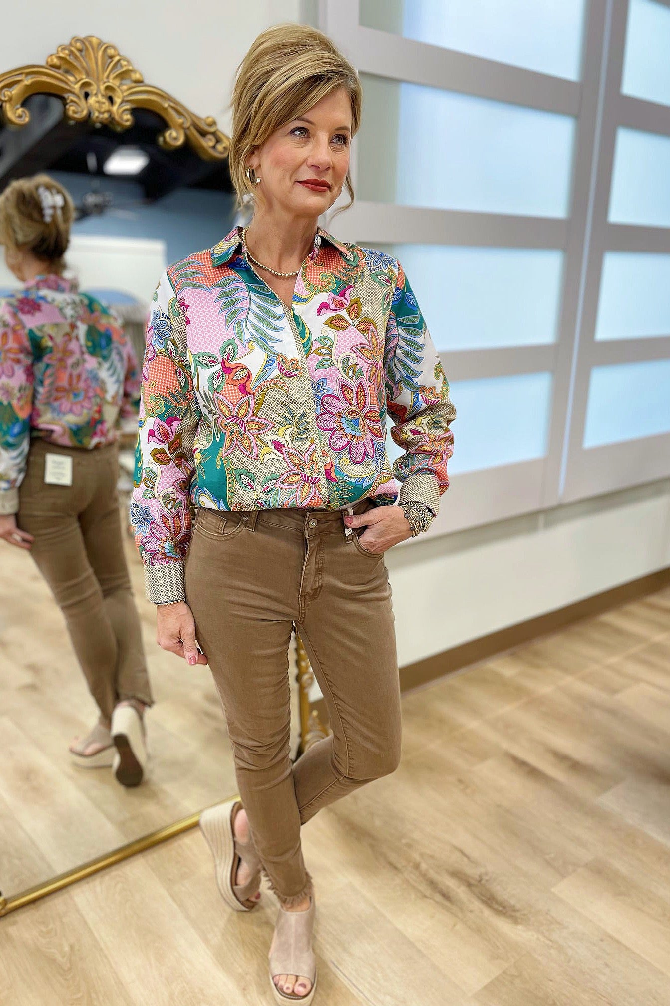Foxcroft Charlie No Iron Jacobean Floral Shirt