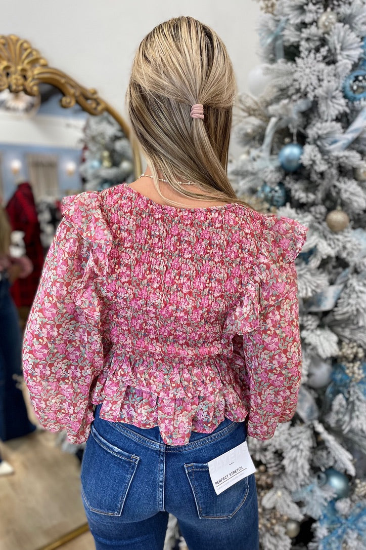 Pink & Posh Floral Print Blouse