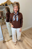 Charlie B V Neck Sweater BrowN