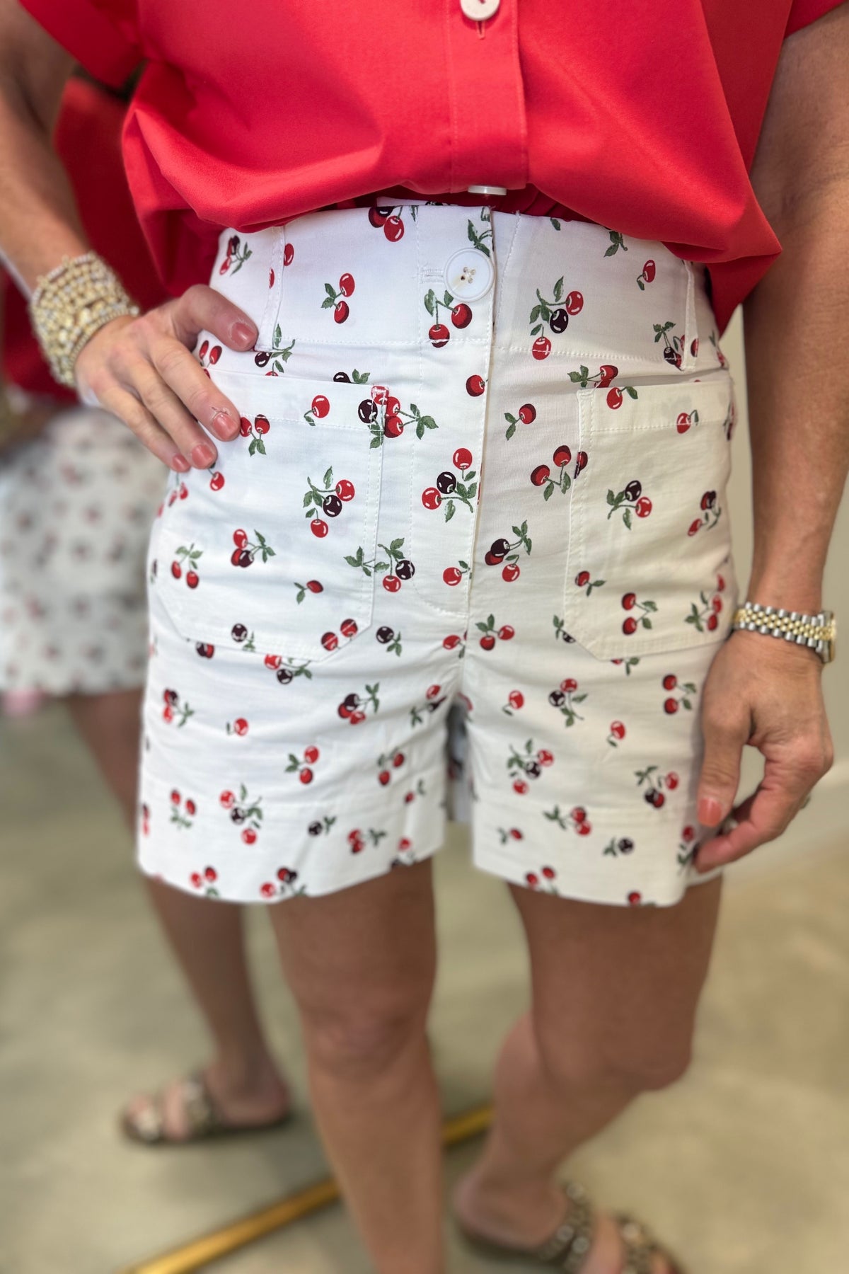 Renuar Woven Cherry Print Short