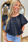 Bubble Crop Top Black