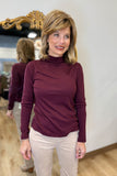 Charlie B Mock Neck Top Cabernet