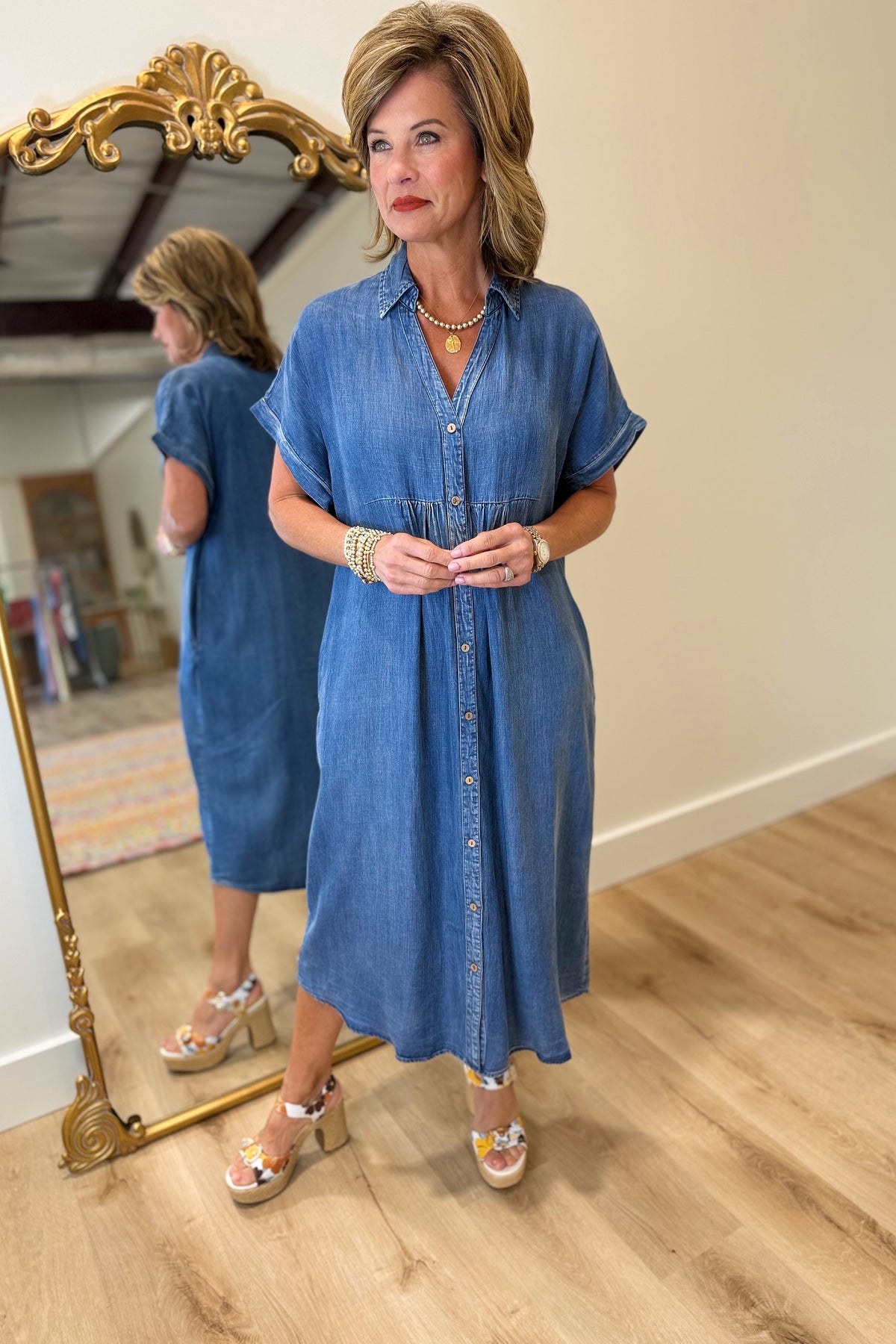 Denim Drop Waist Dress