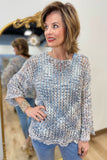 Charlie B Fancy Yarn Fishnet Sweater Denim