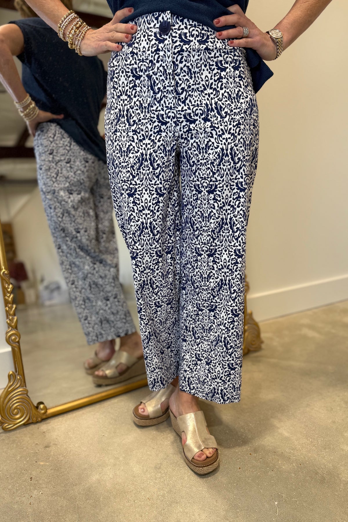 Renuar Indigo Print Woven Pant