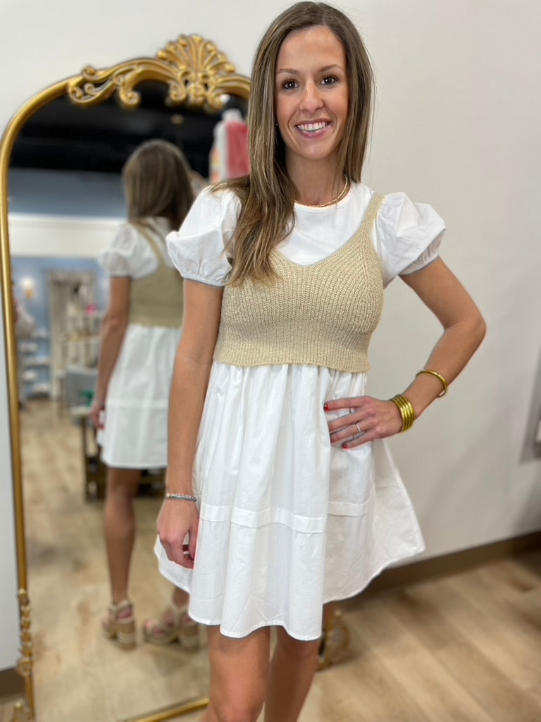 Two Piece Mini Dress Set White