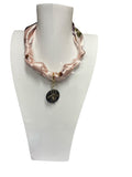 Scarf Charm Necklace Pink Bee