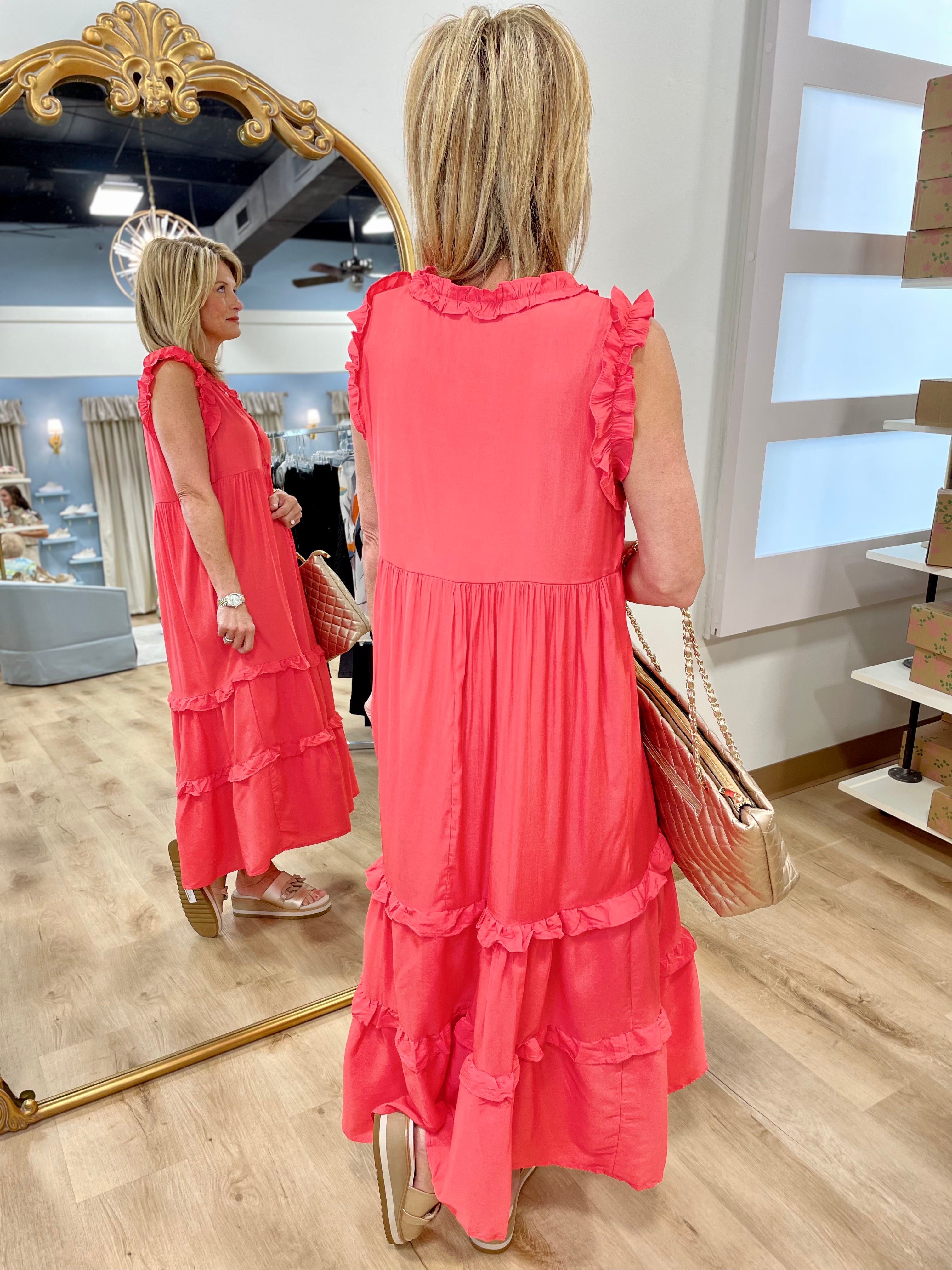 Plus Umgee Chrissy Sleeveless Maxi Dress Red Coral