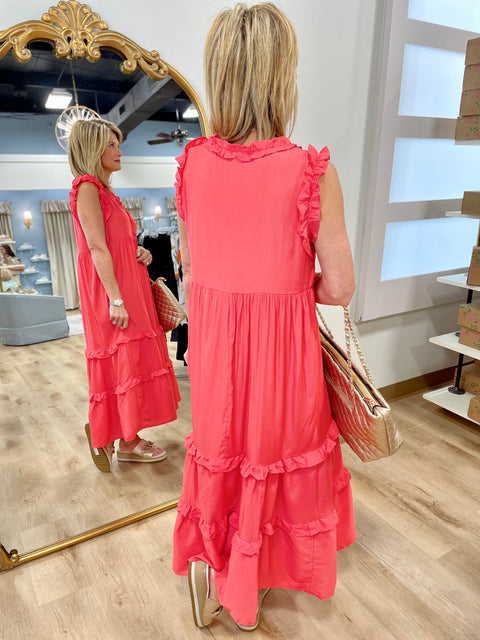 Plus Umgee Chrissy Sleeveless Maxi Dress Red Coral