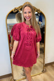 APNY Lace Up Dress Red