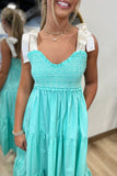Soft Elegance Shoulder Tie Dress Mint