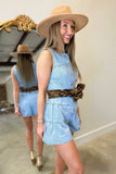 Ranch Style Romper Light Blue