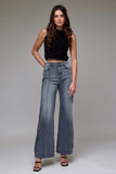 Hidden Happi High Rise Pintuck Flare Jean Grey