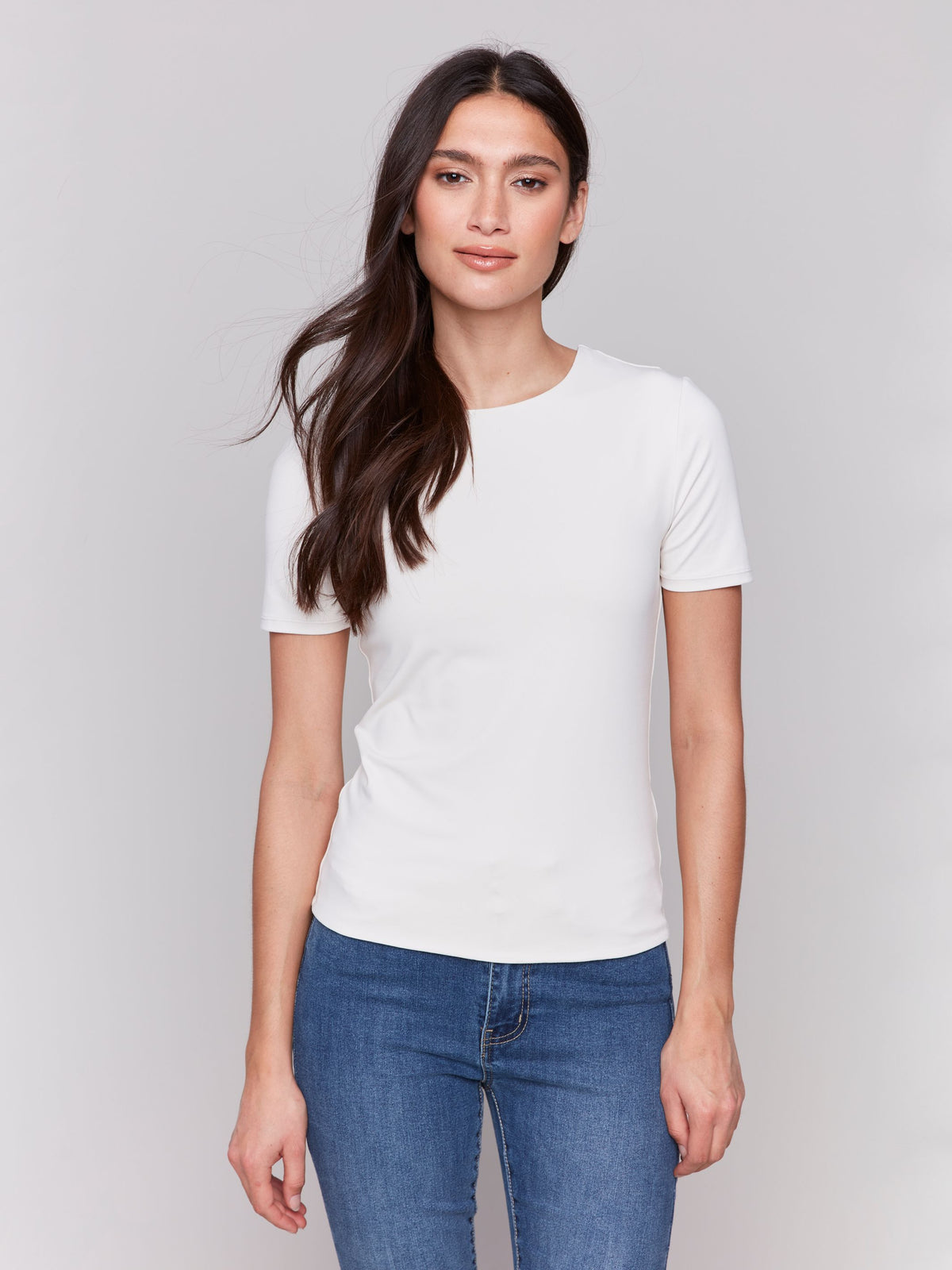 Charlie B Double Cloth Short Sleeve T Shirt Natural