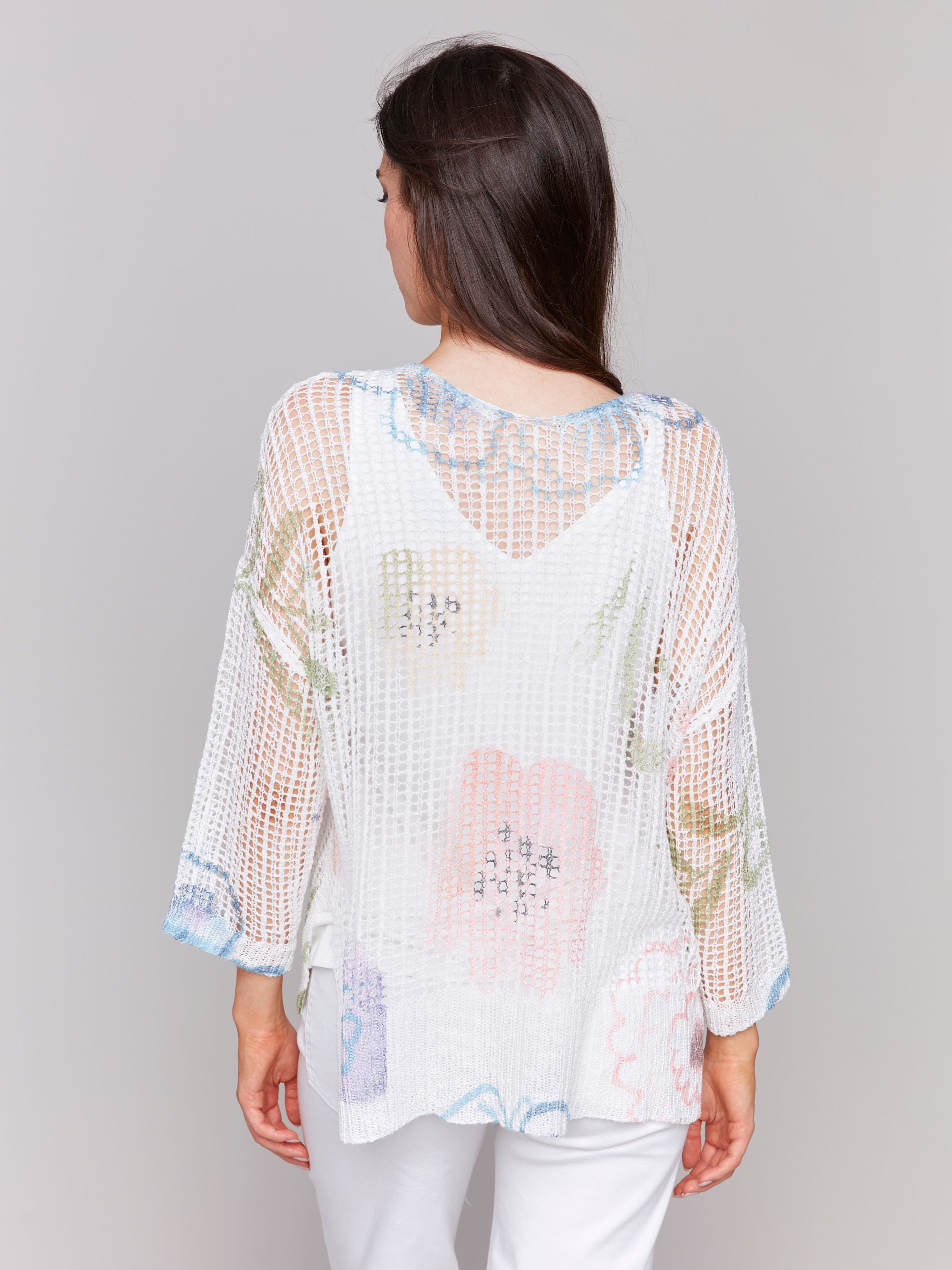 Charlie B Fishnet Sweater Watercolor