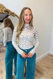 Endless Possibilities Floral Lace Top Cream Blue