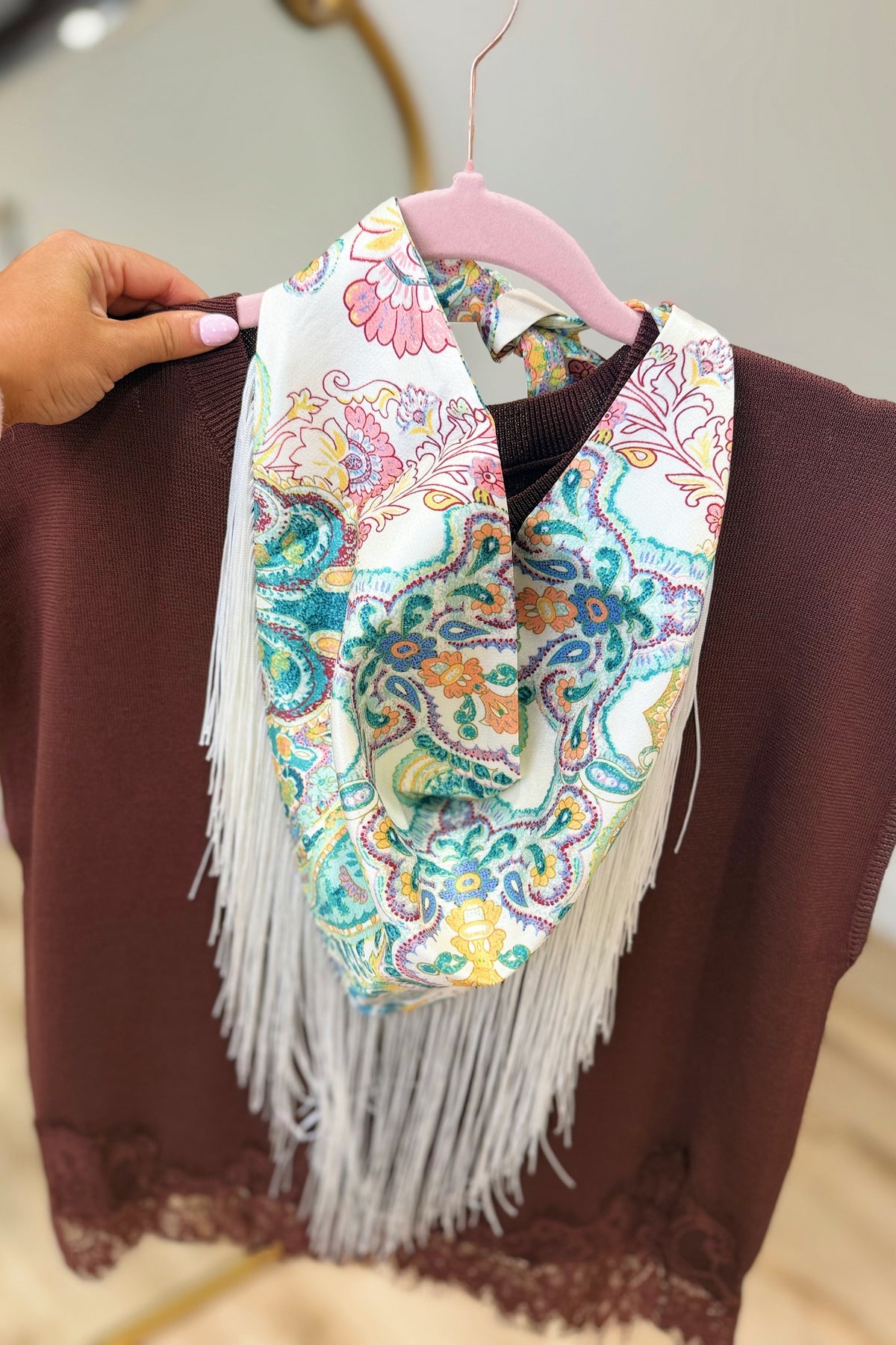 Paisley Fringe Scarf Teal