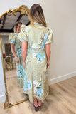 Fallon Eyelet Floral Button Front Dress Olive
