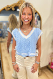 Daydream Knits Bow Sweater Vest Blue