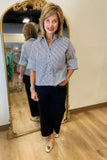 Renuar Striped Woven Blouse Black