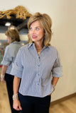 Renuar Striped Woven Blouse Black