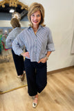 Renuar Striped Woven Blouse Black