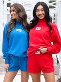 Lulu Mac Terrycloth Mock Neck Sweatshirt Red