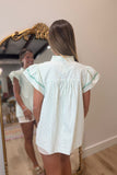 Umgee Flutter Sleeve Striped Top Green