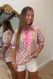 Simple Season 1/2 Zip Blouse Pink