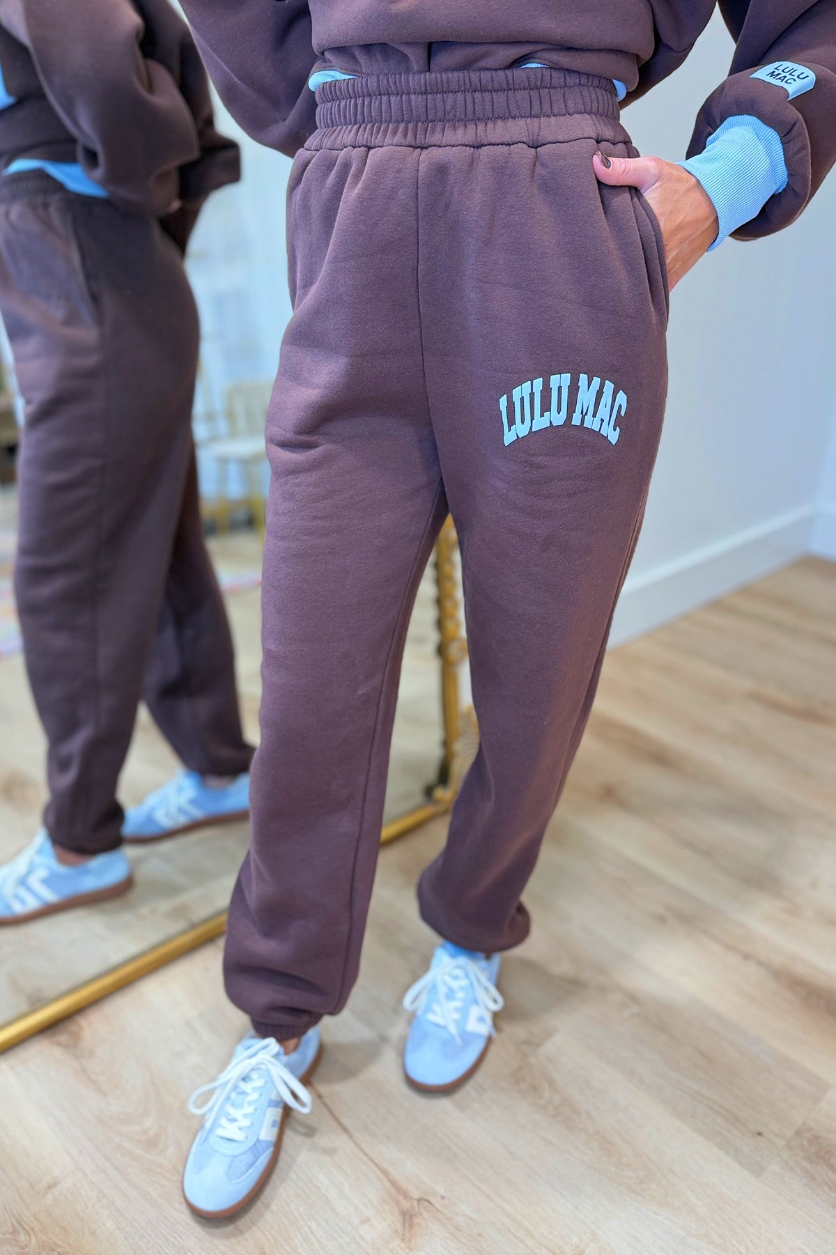 Lulu Mac Puff Jogger Pant Brown Light Blue