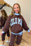 Lulu Mac Puff Mock Neck Sweatshirt Brown Light Blue